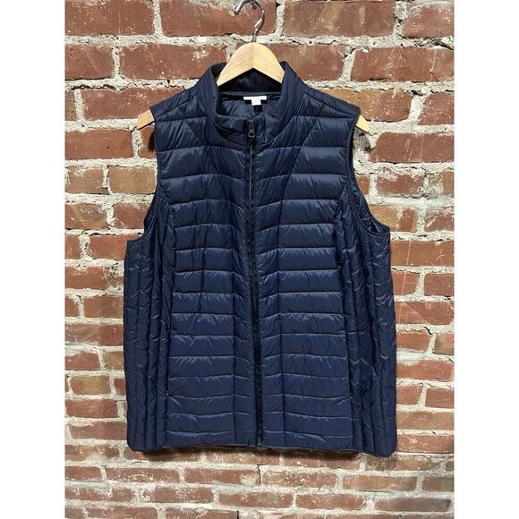 J. Jill Womens Blue Full Zip Quilted Sleeveless Down Vest Plus Size 2X - Picture 1 of 3